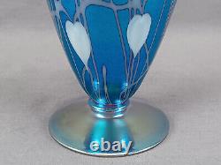 Durand Hearts & Vin Luster Bleu Irisé 2028 1/2 Vase En Verre D'art