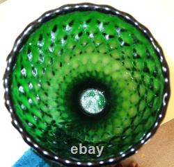 Éblouissant vase de sol en verre d'art optique Empoli vintage vert émeraude H 48 cm