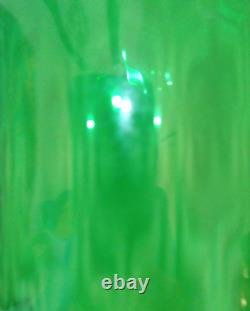 Éblouissant vase de sol en verre d'art optique Empoli vintage vert émeraude H 48 cm