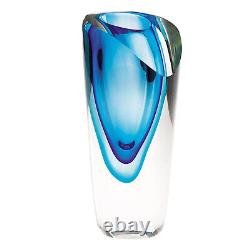 Élégant et moderne vase central en verre d'art de style Murano coloré, bleu azur, 7