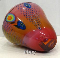 Énorme! Signé Wes Hunting Studio Art Glass Colorfield Vase Sculpture / Stunning