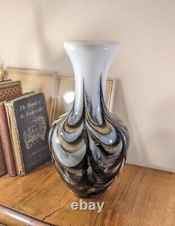 Énorme Vintage Carlo Moretti Empoli Mid-century 70s Vase En Verre D'art Opalin Marbré