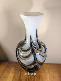 Énorme Vintage Carlo Moretti Empoli Mid-century 70s Vase En Verre D'art Opalin Marbré