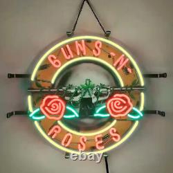 Enseigne lumineuse en verre néon Guns N Roses pour bar, soirée, œuvre d'art, signalisation murale visuelle 19