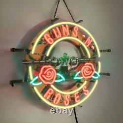 Enseigne lumineuse en verre néon Guns N Roses pour bar, soirée, œuvre d'art, signalisation murale visuelle 19
