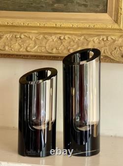 Ensemble de 2 vases blocs en verre noir Rosenthal Germany Studio Line Art contemporains