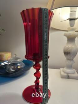 Ensemble de 3 vases en verre rubis rouge bohème du milieu du siècle
