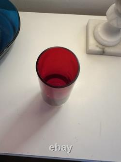 Ensemble de 3 vases en verre rubis rouge bohème du milieu du siècle