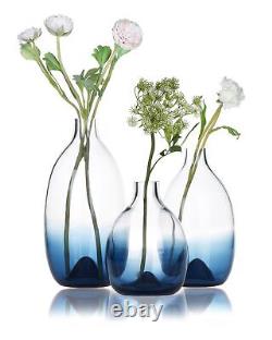 Ensemble de vases en verre CONVIVA pour la décoration de la pièce, faits à la main en verre d'art moderne bleu.