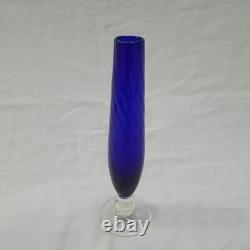 Ensemble de vases en verre bleu, oiseaux en verre bleu, vases en verre clair avec tige en bleu cobalt, ensemble décoratif de 3.