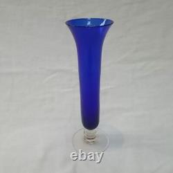 Ensemble de vases en verre bleu, oiseaux en verre bleu, vases en verre clair avec tige en bleu cobalt, ensemble décoratif de 3.