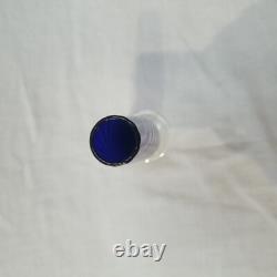 Ensemble de vases en verre bleu, oiseaux en verre bleu, vases en verre clair avec tige en bleu cobalt, ensemble décoratif de 3.