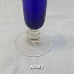 Ensemble de vases en verre bleu, oiseaux en verre bleu, vases en verre clair avec tige en bleu cobalt, ensemble décoratif de 3.