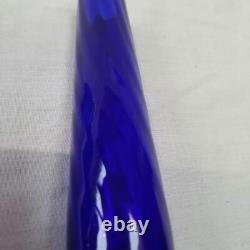 Ensemble de vases en verre bleu, oiseaux en verre bleu, vases en verre clair avec tige en bleu cobalt, ensemble décoratif de 3.