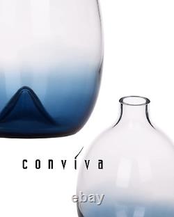 Ensemble de vases en verre pour la décoration de la pièce, fabriqué à la main en verre d'art, ensemble de 3 vases bleus à fleurs.
