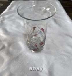 Ensemble de verrerie en verre transparent, décor mosaïque abstrait multicolore