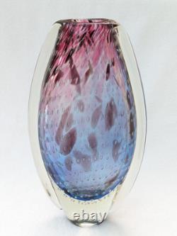 Étoile par Julien Macdonald Vase en verre artistique bulles contrôlées bleu rose violet 30cm