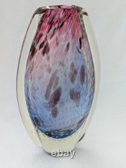 Étoile par Julien Macdonald Vase en verre artistique bulles contrôlées bleu rose violet 30cm