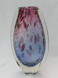 Étoile par Julien Macdonald Vase en verre artistique bulles contrôlées bleu rose violet 30cm