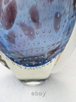 Étoile par Julien Macdonald Vase en verre artistique bulles contrôlées bleu rose violet 30cm