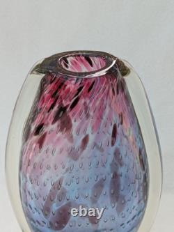 Étoile par Julien Macdonald Vase en verre artistique bulles contrôlées bleu rose violet 30cm