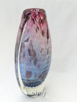 Étoile par Julien Macdonald Vase en verre artistique bulles contrôlées bleu rose violet 30cm