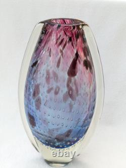 Étoile par Julien Macdonald Vase en verre artistique bulles contrôlées bleu rose violet 30cm