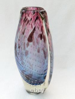 Étoile par Julien Macdonald Vase en verre artistique bulles contrôlées bleu rose violet 30cm