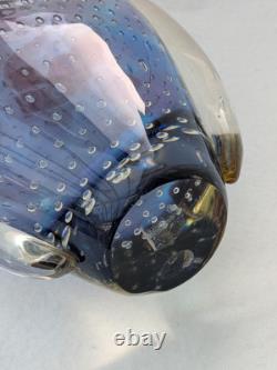Étoile par Julien Macdonald Vase en verre artistique bulles contrôlées bleu rose violet 30cm
