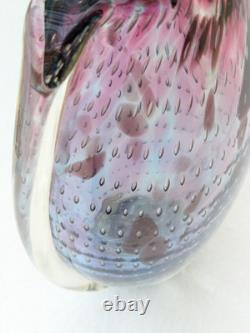 Étoile par Julien Macdonald Vase en verre artistique bulles contrôlées bleu rose violet 30cm