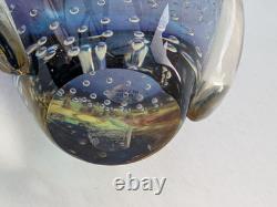 Étoile par Julien Macdonald Vase en verre artistique bulles contrôlées bleu rose violet 30cm