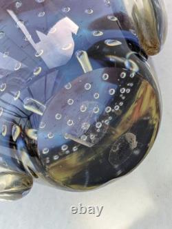 Étoile par Julien Macdonald Vase en verre artistique bulles contrôlées bleu rose violet 30cm