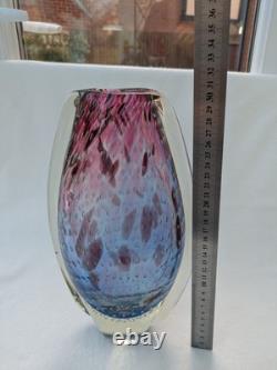 Étoile par Julien Macdonald Vase en verre artistique bulles contrôlées bleu rose violet 30cm