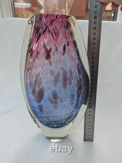 Étoile par Julien Macdonald Vase en verre artistique bulles contrôlées bleu rose violet 30cm