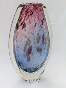 Étoile par Julien Macdonald Vase en verre artistique bulles contrôlées bleu rose violet 30cm