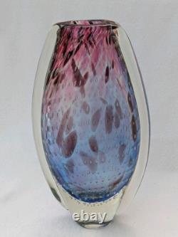Étoile par Julien Macdonald Vase en verre artistique bulles contrôlées bleu rose violet 30cm