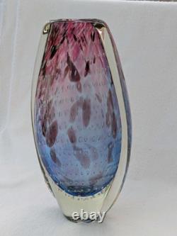 Étoile par Julien Macdonald Vase en verre artistique bulles contrôlées bleu rose violet 30cm