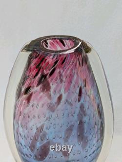 Étoile par Julien Macdonald Vase en verre artistique bulles contrôlées bleu rose violet 30cm