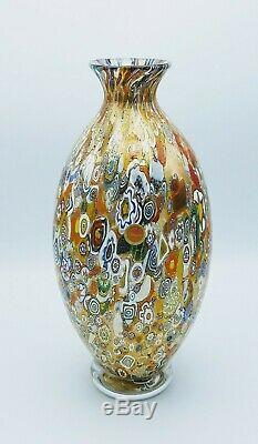 Étourdissant! Glass Studio Murano Signe Verre Art Gold Millefiori 12 Vase Italie