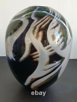 Eva Englund Graal Swan Vase 1986. Orrefors. Verre D'art Suédois