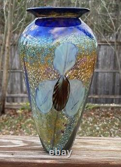 Exceptionnel Richard Satava Studio Art Glass 12 3/4 Iris Vase