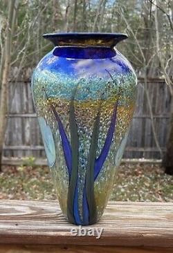 Exceptionnel Richard Satava Studio Art Glass 12 3/4 Iris Vase