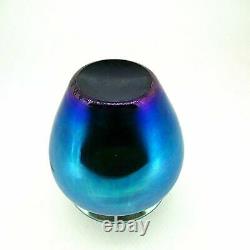 Exquis Début Du 20e C. Steuben Aurene Bleu Irisé Art Glass Vase Signé