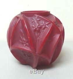 Extrêmement Verre Rare Solide Consolidé Rouge Art Déco Martele Vignes 7 Vase, Monnaie