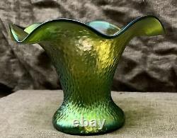 Fabuleux Antique Rindskopf 19ème C. Verre D'art Iridescent Pois Doux Vase Nice