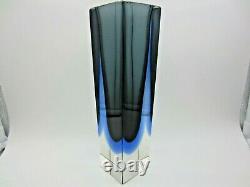 Facette De Bloc Murano Coupe Vase En Verre De L'art Gris Bleu Murano Mandruzzato