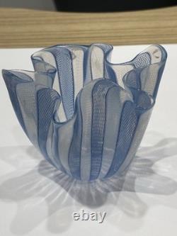 Fazzoletto vintage de Murano bleu, signé original, valeur estimée autour de 400 £