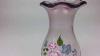 Fenton Art Glass Festonnée Rim Violet Violet Vase Peint À La Main Floral Design