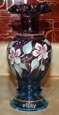 Fenton Art Glass Mulberry Vase George/bill Fenton 50 Ans 1946-1996 Sue Jackson