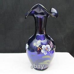 Fenton Royal Purple Orchidées Sauvages Peintes À La Main Vase Le Ordonnance Spéciale 2003 W2187